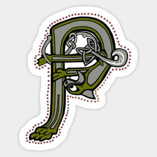 Celtic Cat Letter P Sticker